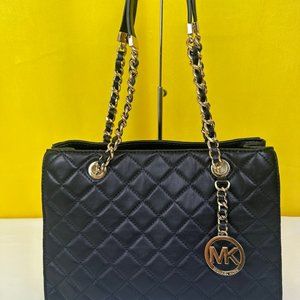 MICHAEL KORS SUSANNAH MEDIUM QUILTED LEATHER TOTE BAG $358 NWT